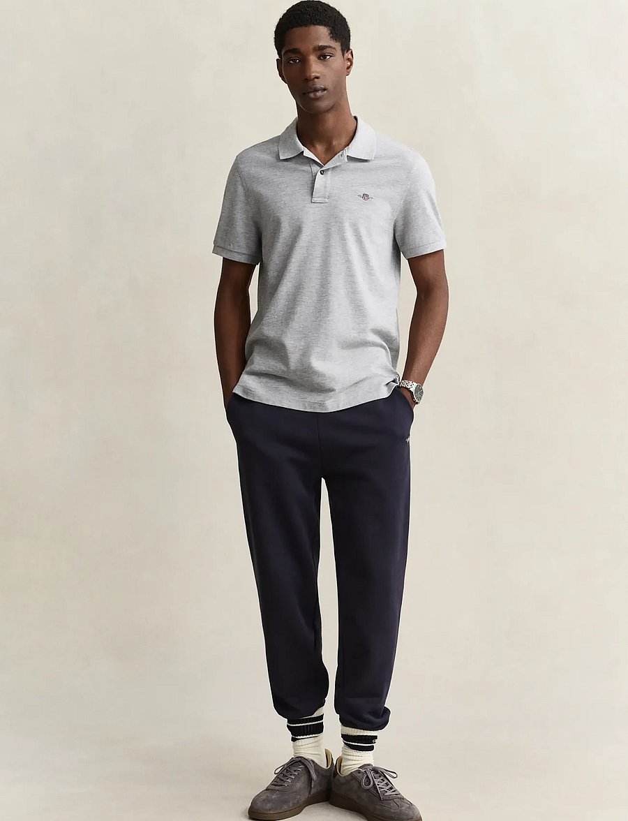 Gant - REG SHIELD SS PIQUE POLO - lühikeste varrukatega polod - grey melange - 5