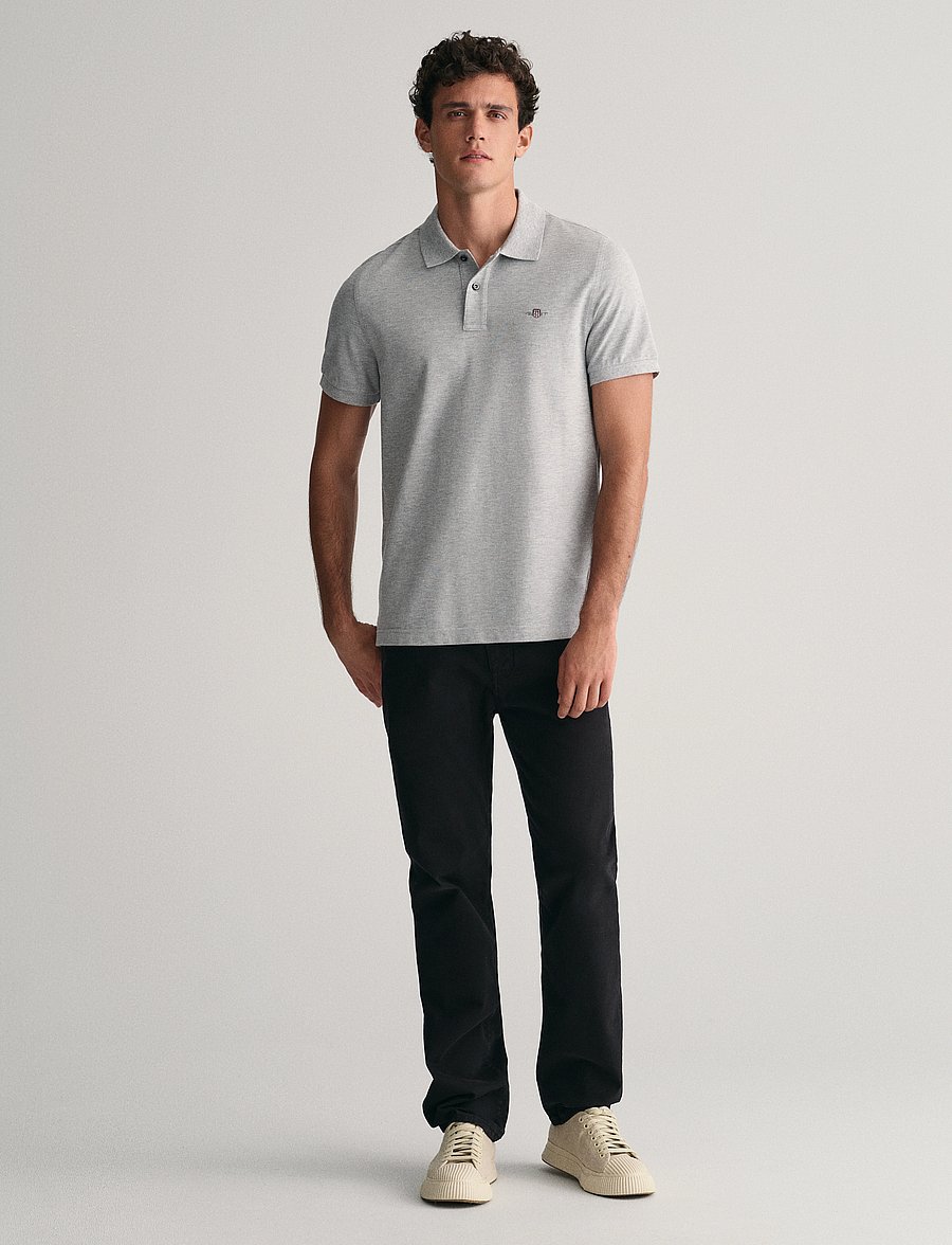 Gant - Classic Regular Polo Shirt - kortærmede poloer - grey melange - 5