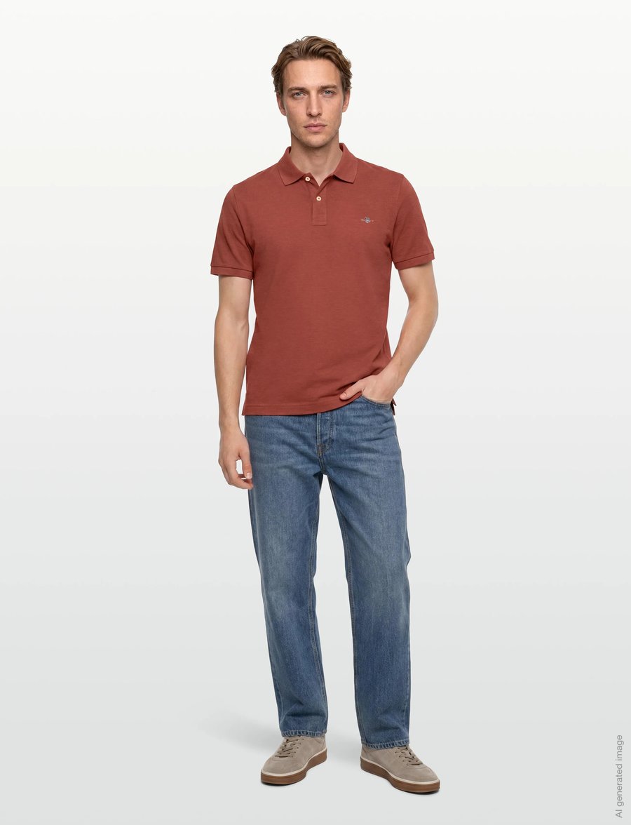 Gant - Classic Regular Polo Shirt - kortärmade pikéer - iron red melange - 0