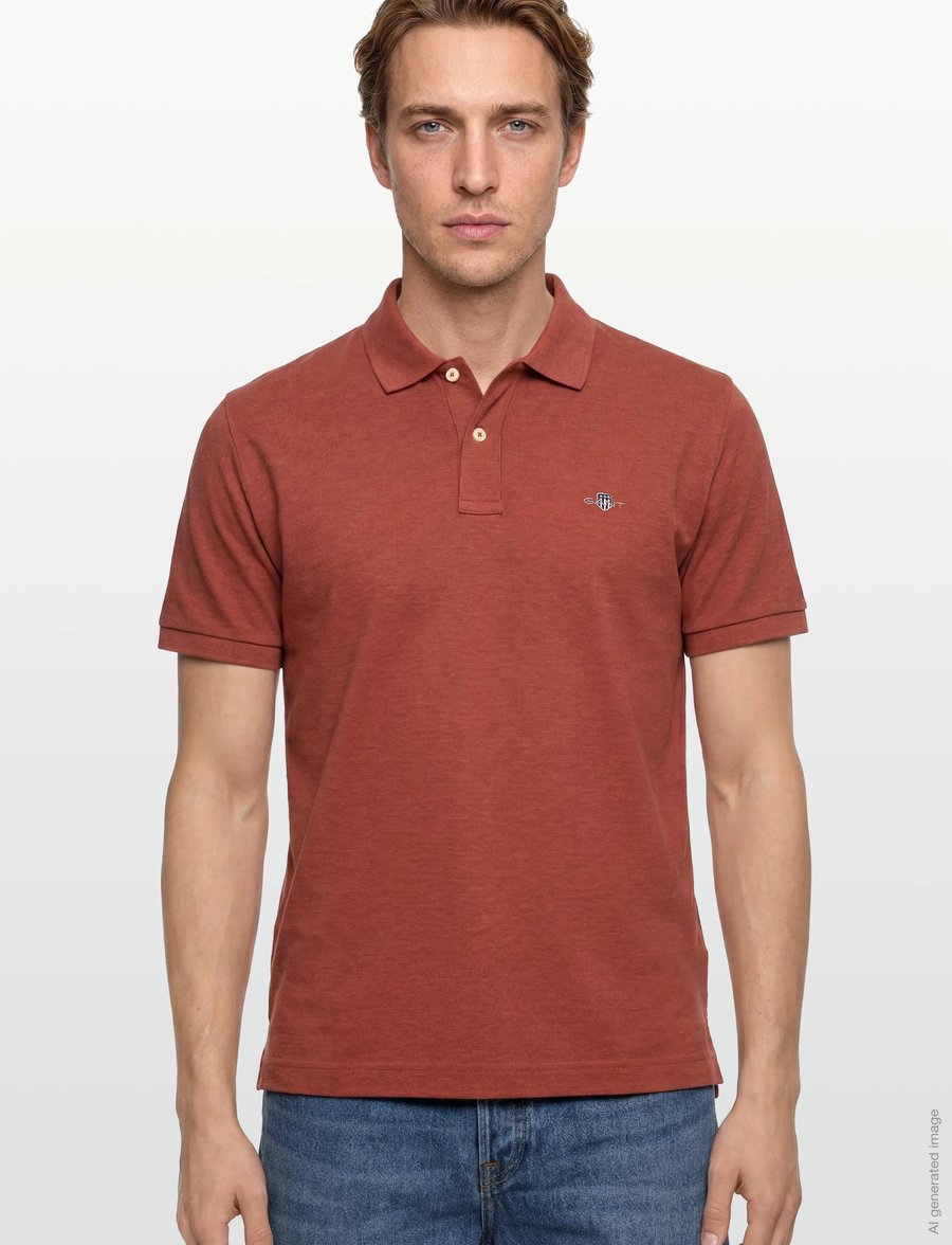 Gant - Classic Regular Polo Shirt - kortärmade pikéer - iron red melange - 3