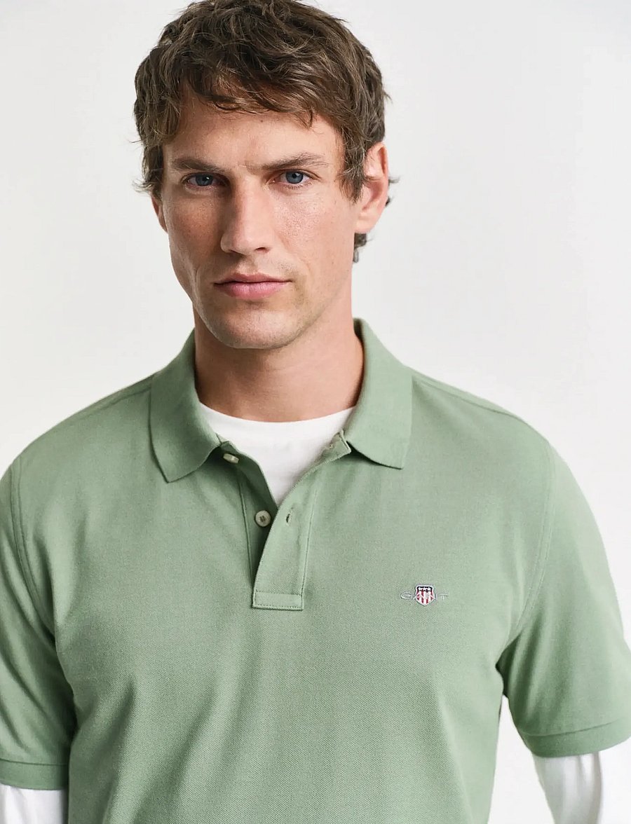 Gant - Classic Regular Polo Shirt - lühikeste varrukatega polod - kalamata green - 4
