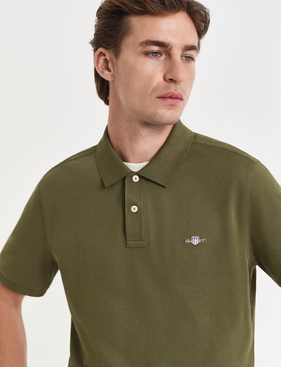 Gant - Classic Regular Polo Shirt - kortærmede poloer - moss green - 4