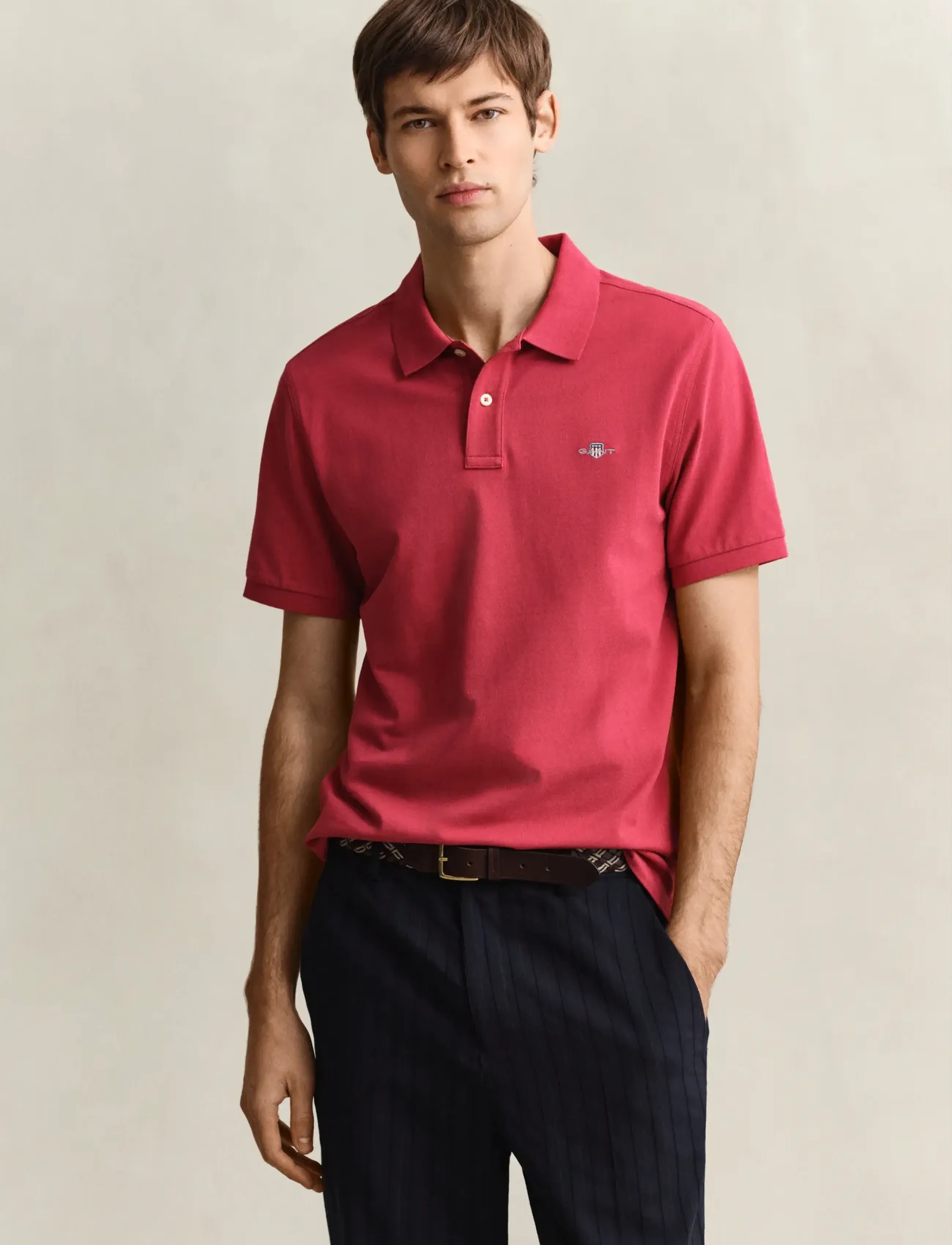 GANT REG SHIELD SS PIQUE POLO - Polo bolir - MUTED RED / red