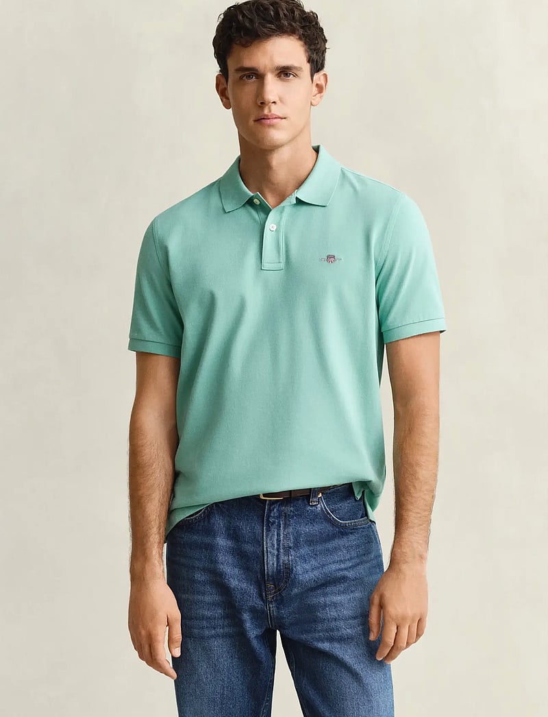 GANT - REG SHIELD SS PIQUE POLO - kurzärmelig - muted turquoise - 0