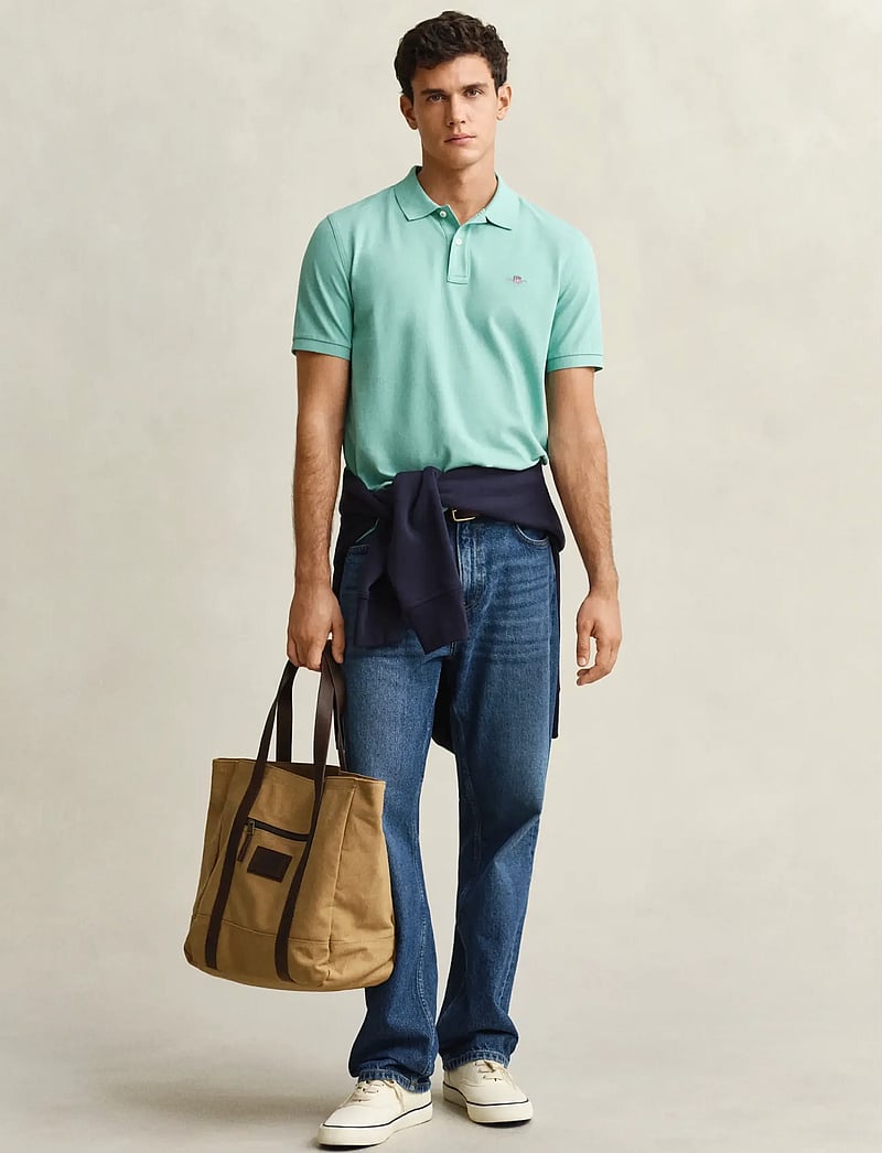 GANT - REG SHIELD SS PIQUE POLO - kurzärmelig - muted turquoise - 4