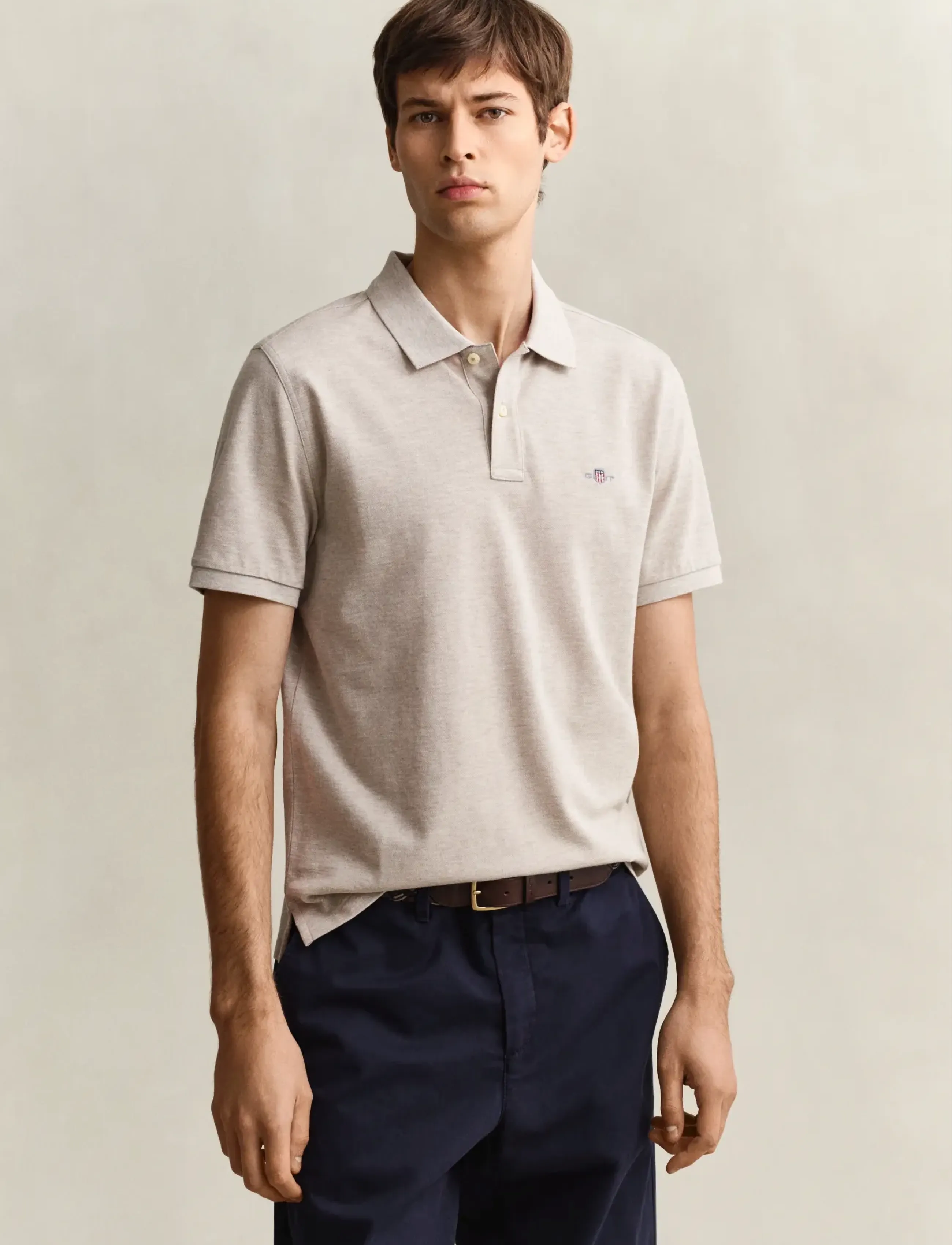 Gant Classic Regular Polo Shirt, 3XL, Polos, Beige - Short-sleeved, Männerswear