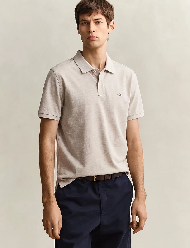 GANT - REG SHIELD SS PIQUE POLO - kurzärmelig - oat melange - 0