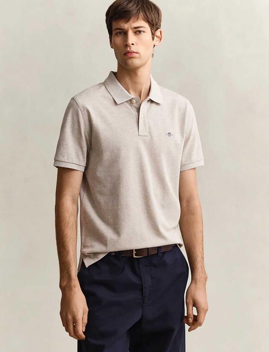 Gant - Classic Regular Polo Shirt - lühikeste varrukatega polod - oat melange - 0