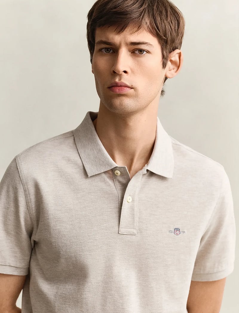 GANT - REG SHIELD SS PIQUE POLO - kurzärmelig - oat melange - 3
