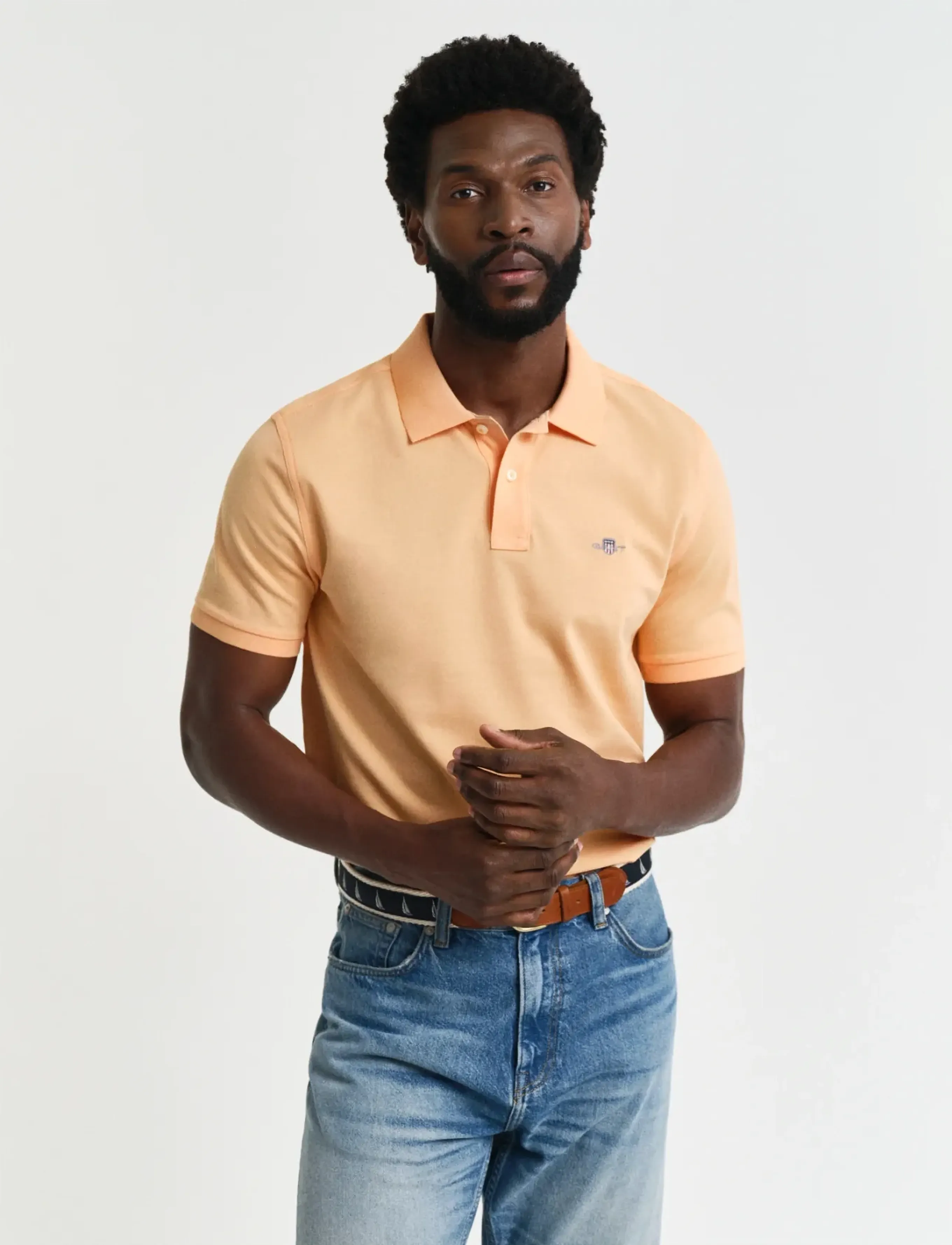 GANT REG SHIELD SS PIQUE POLO - Clothing - PEACHY ORANGE / orange