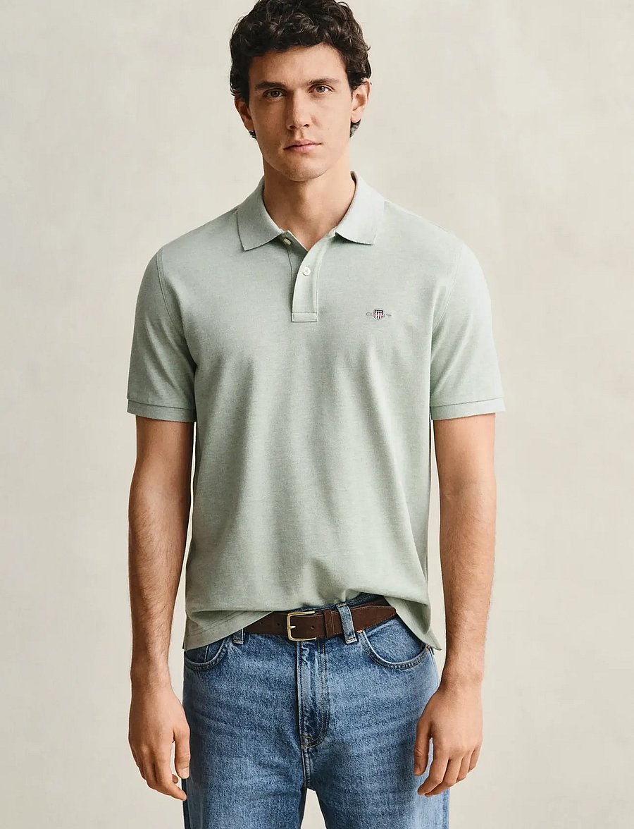 Gant - Classic Regular Polo Shirt - kurzärmelig - soft green melange - 0