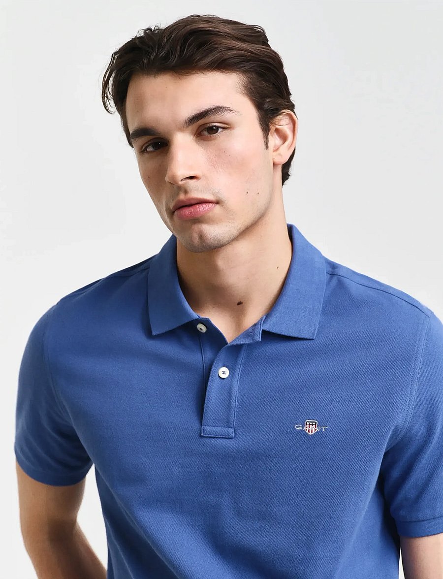 Gant - Classic Regular Polo Shirt - kortærmede poloer - vintage blue - 3