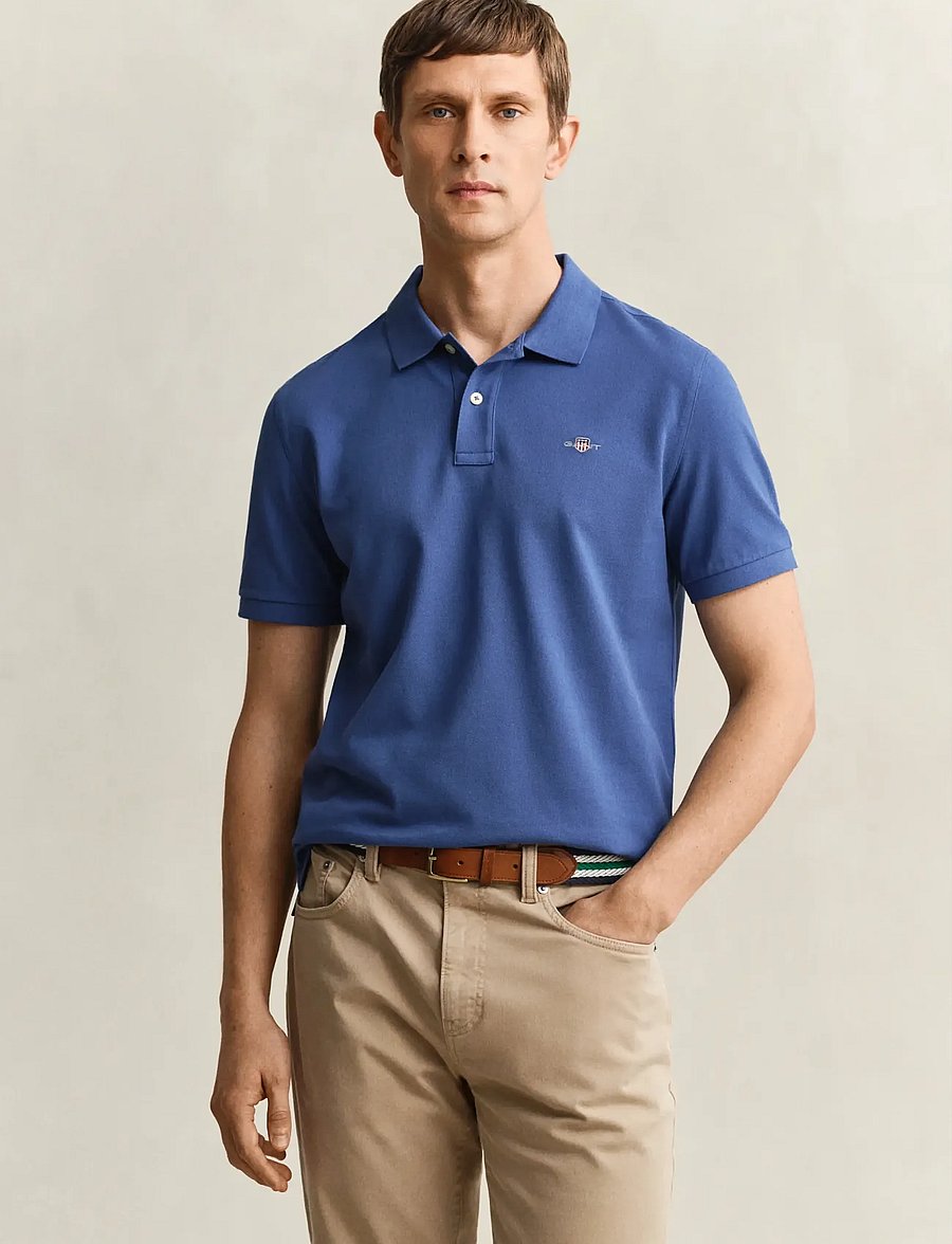 Gant - Classic Regular Polo Shirt - kortærmede poloer - vintage blue - 5