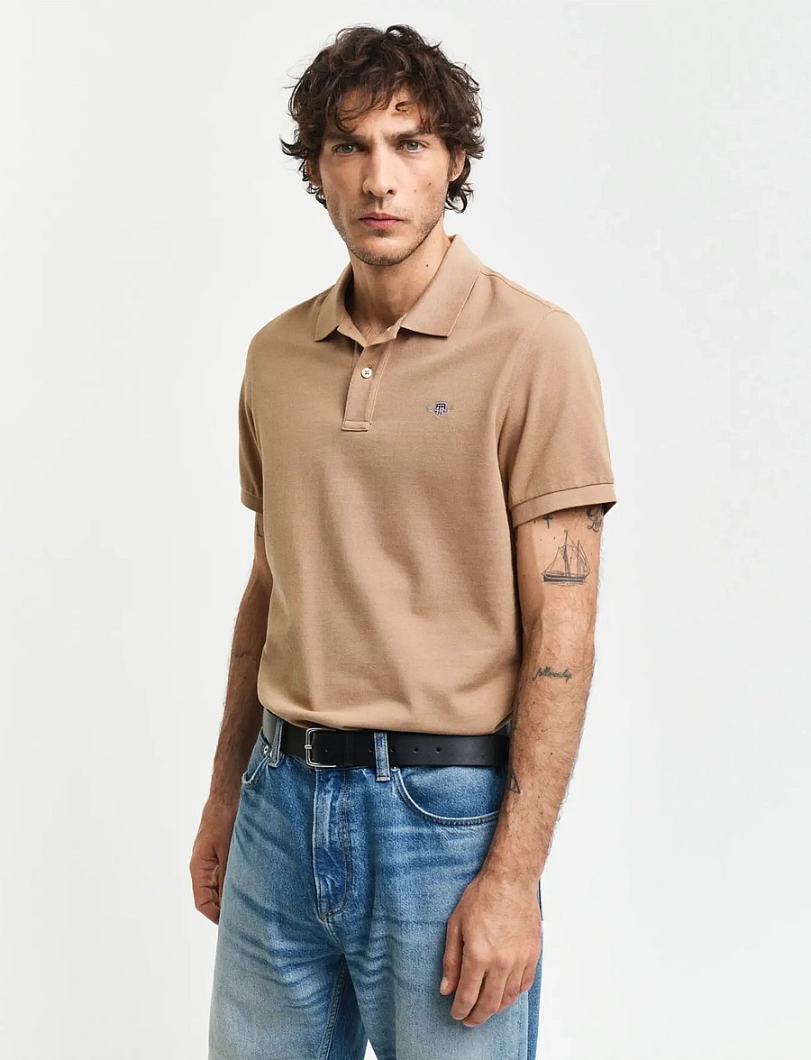 Gant - Classic Regular Polo Shirt - lühikeste varrukatega polod - warm khaki - 2