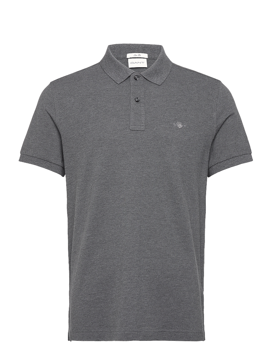 Gant - SLIM SHIELD SS PIQUE POLO - toppar & t-shirts - antracit melange - 1