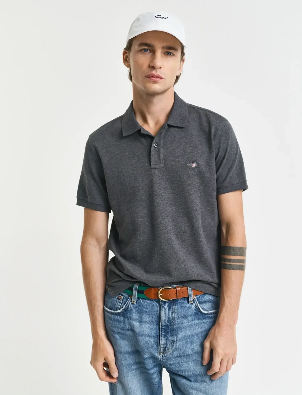 GANT - SLIM SHIELD SS PIQUE POLO - alussärgid ja t-särgid - antracit melange - 0