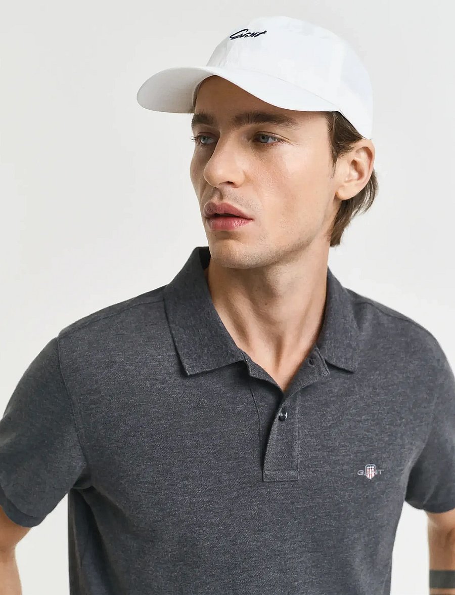 Gant - SLIM SHIELD SS PIQUE POLO - toppar & t-shirts - antracit melange - 4