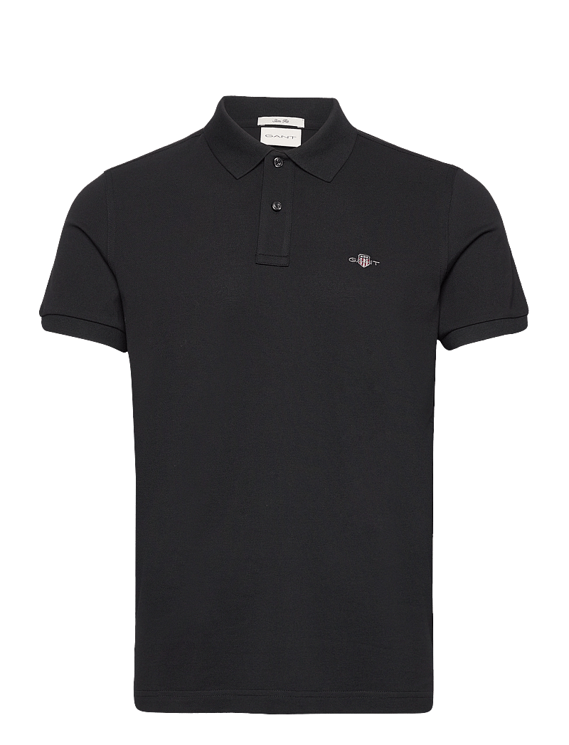 GANT - SLIM SHIELD SS PIQUE POLO - oberteile & t-shirts - black - 1
