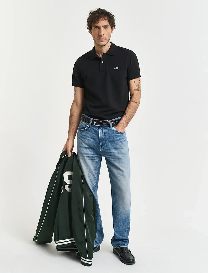 GANT - SLIM SHIELD SS PIQUE POLO - oberteile & t-shirts - black - 5