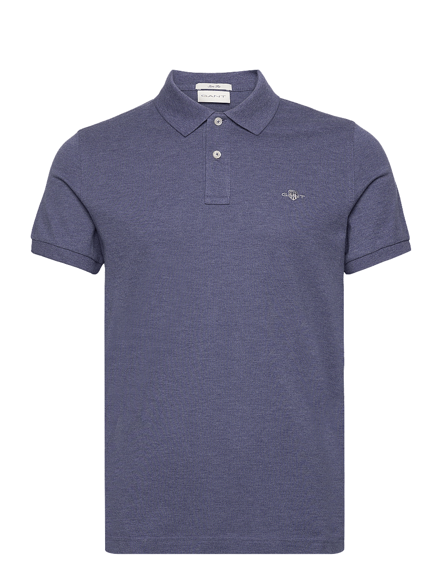 Gant - SLIM SHIELD SS PIQUE POLO - toppar & t-shirts - dark jeansblue melange - 0