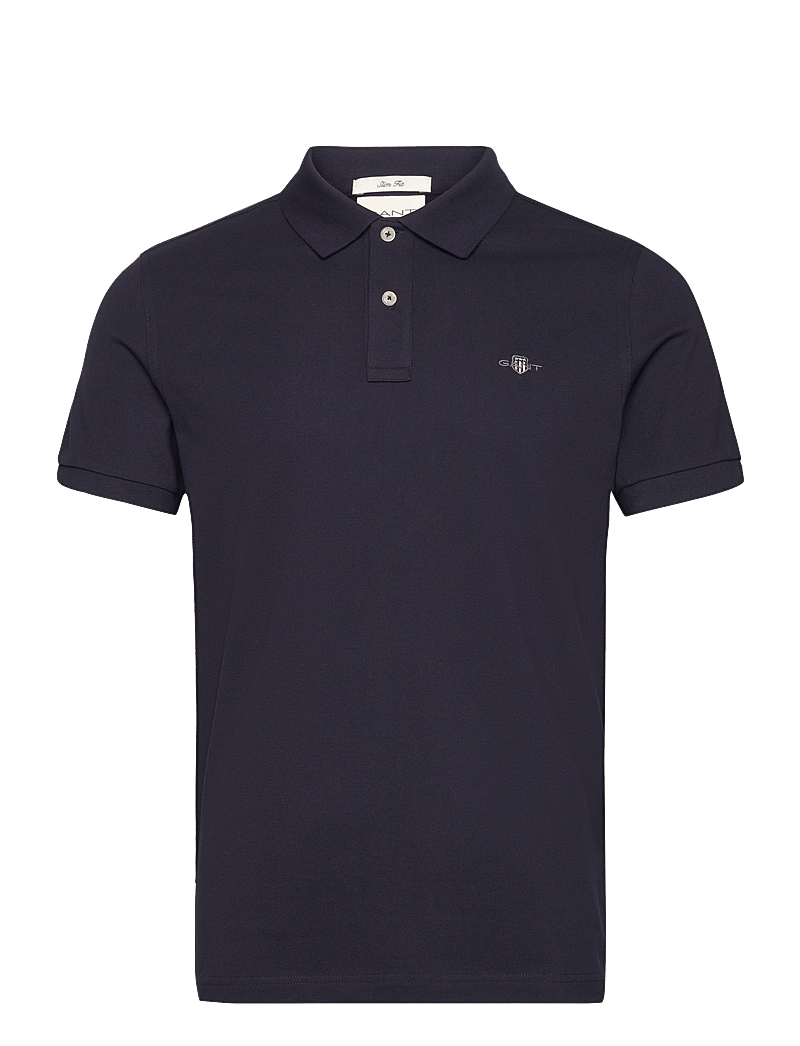 GANT - SLIM SHIELD SS PIQUE POLO - oberteile & t-shirts - evening blue - 1