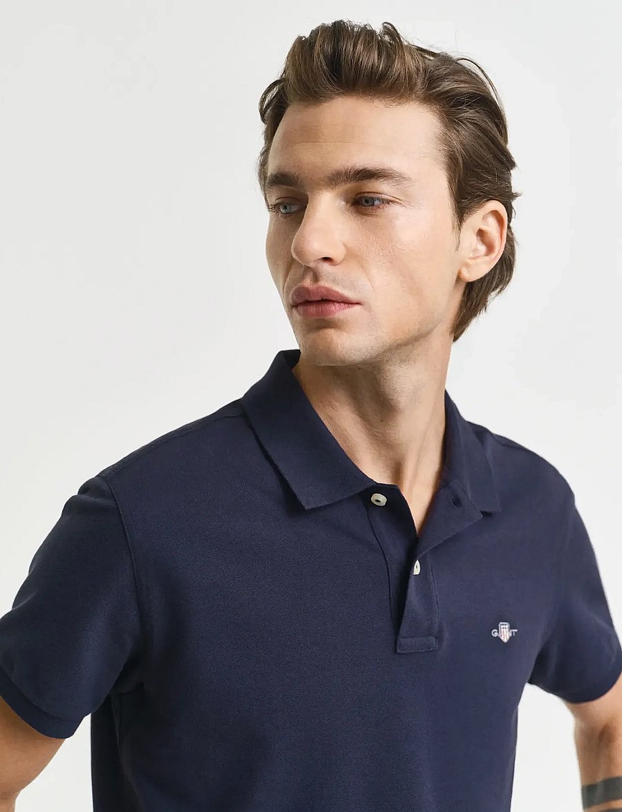 Gant - SLIM SHIELD SS PIQUE POLO - alussärgid ja t-särgid - evening blue - 4