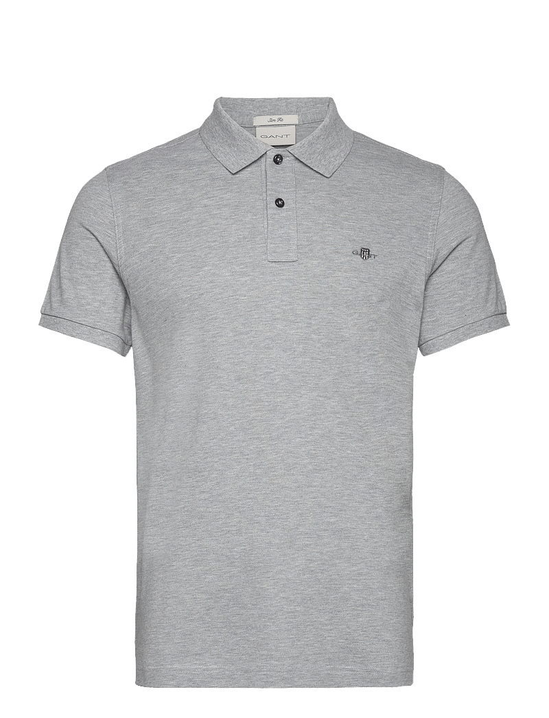 GANT - SLIM SHIELD SS PIQUE POLO - toppar & t-shirts - grey melange - 1