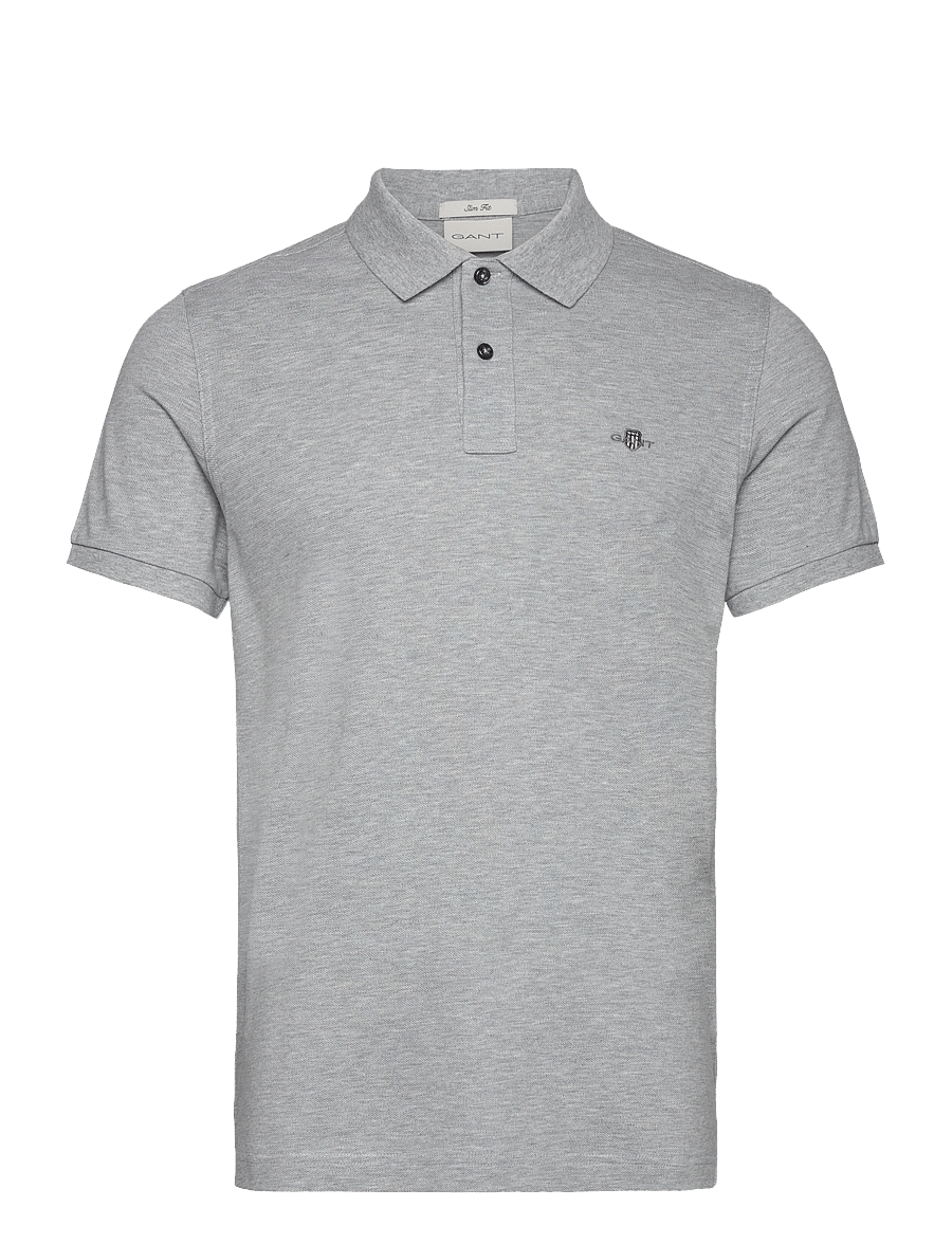 Gant - SLIM SHIELD SS PIQUE POLO - oberteile & t-shirts - grey melange - 1