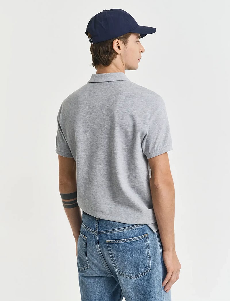 GANT - SLIM SHIELD SS PIQUE POLO - toppar & t-shirts - grey melange - 3