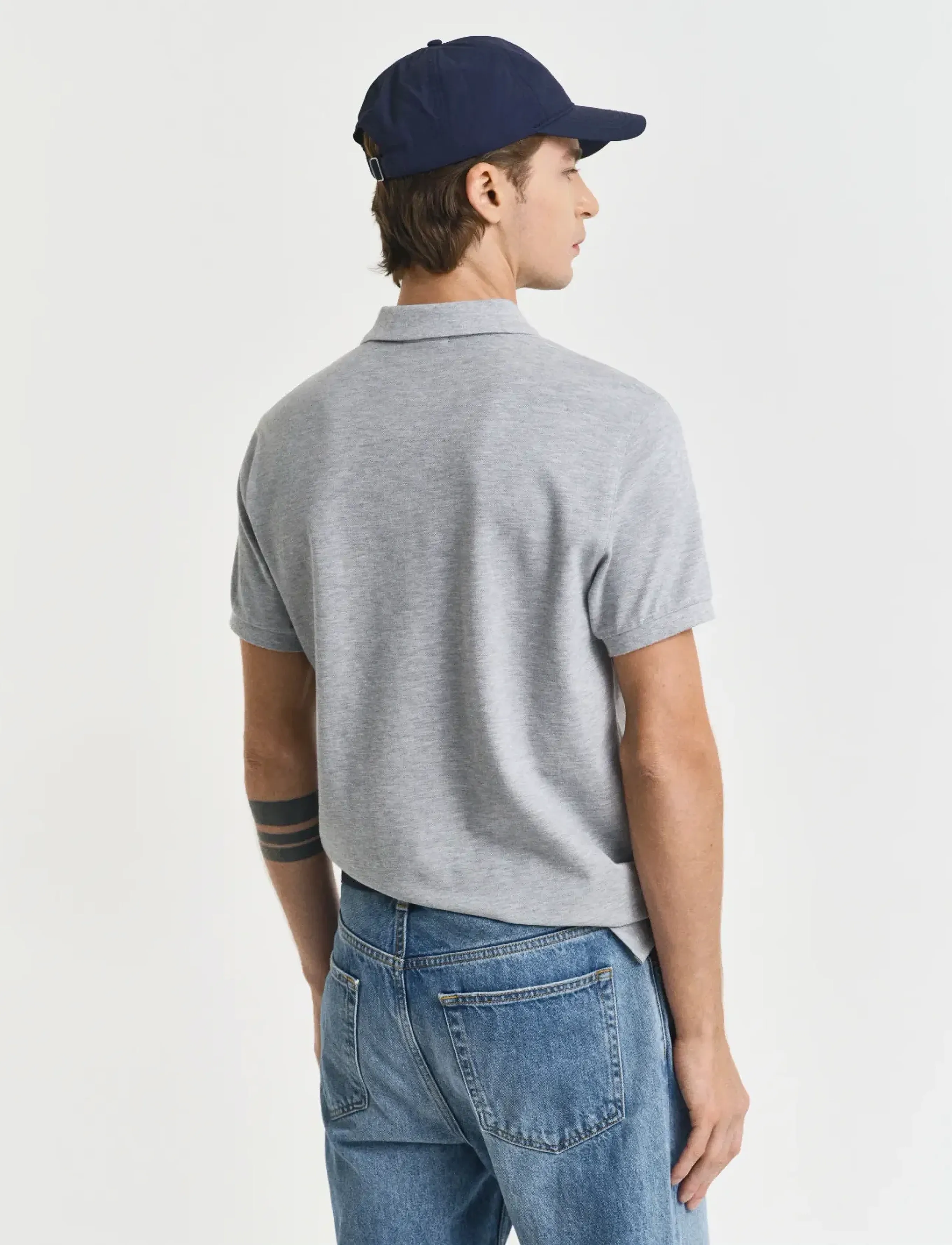 Gant - Classic Slim Polo Shirt - oberteile & t-shirts - grey melange - 3