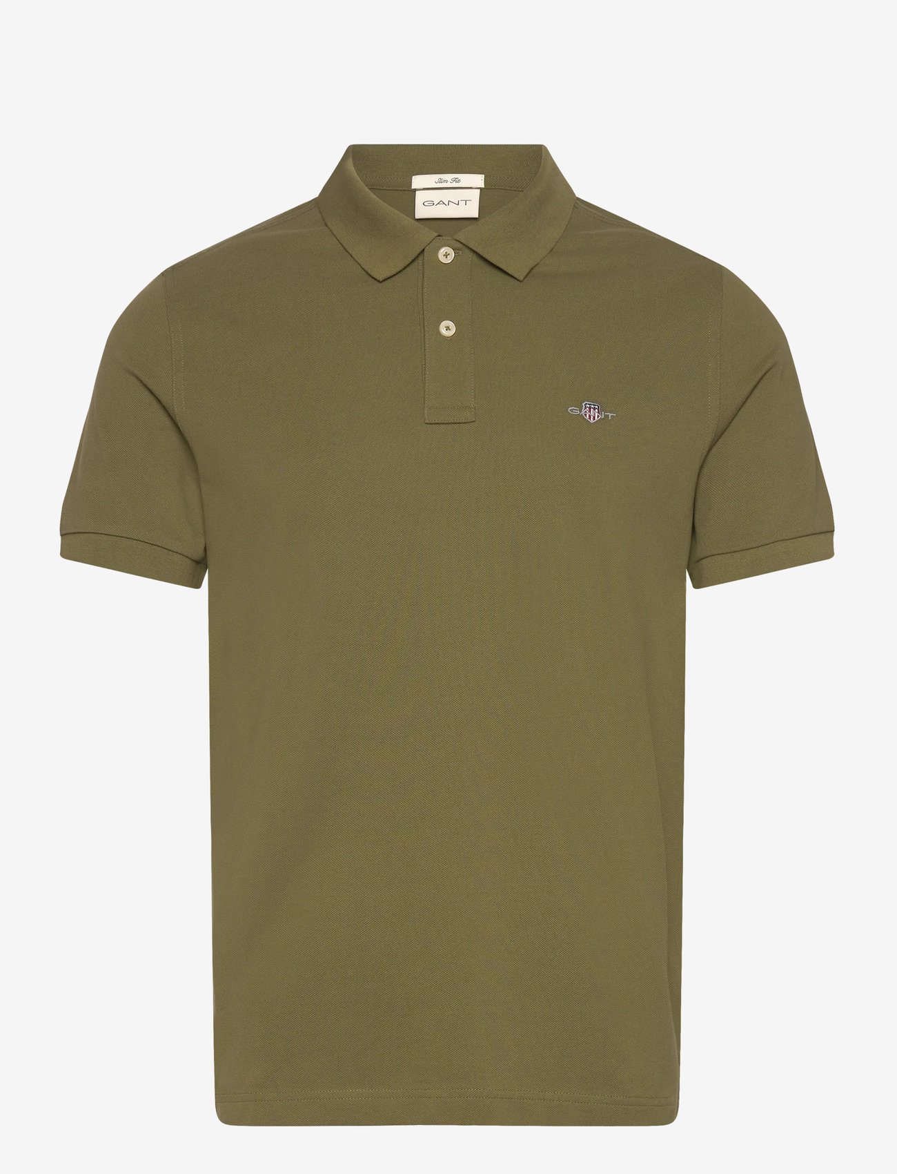 Gant - Classic Slim Polo Shirt - oberteile & t-shirts - moss green - 0