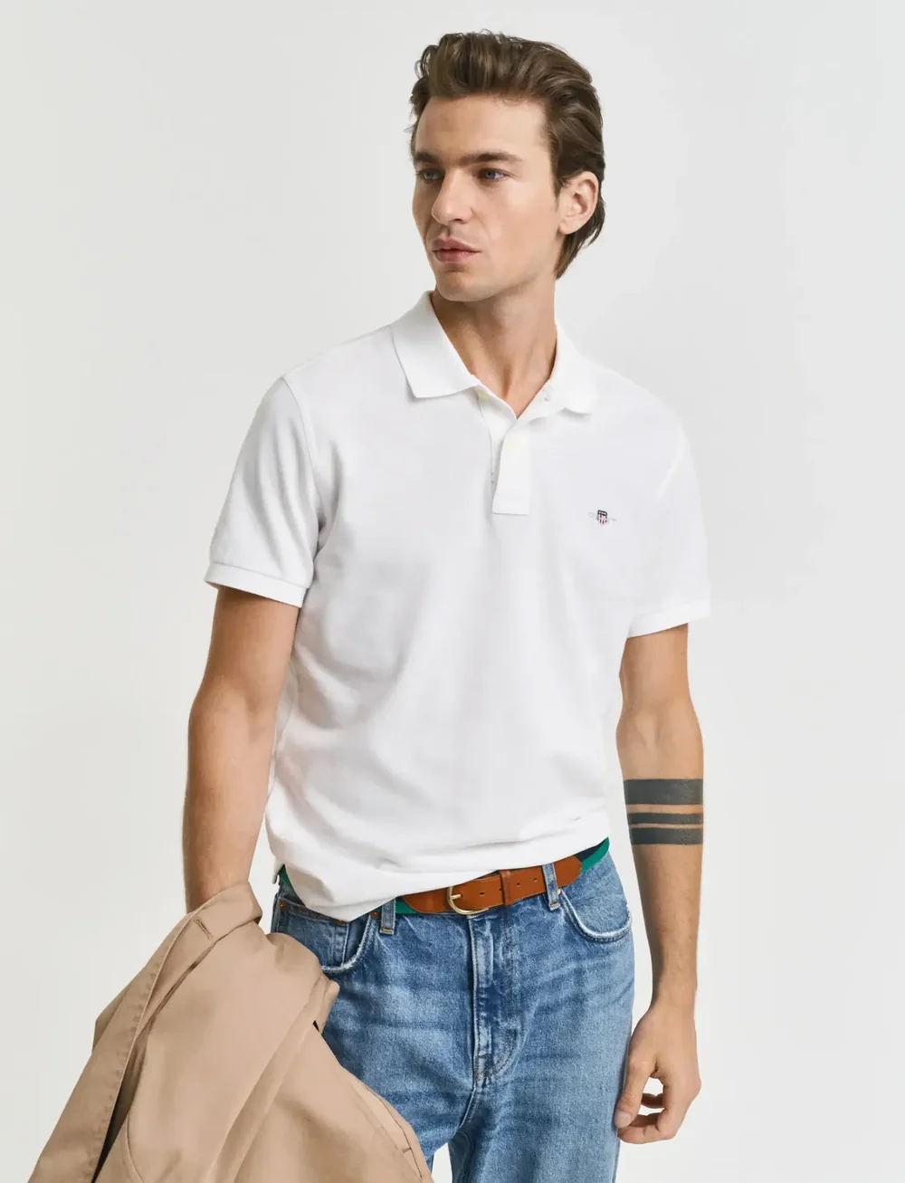 GANT - SLIM SHIELD SS PIQUE POLO - polos - white - 0