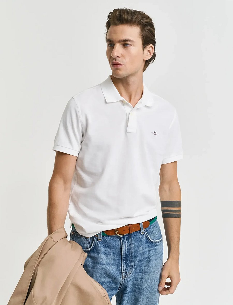 Gant - SLIM SHIELD SS PIQUE POLO - toppe & t-shirts - white - 0