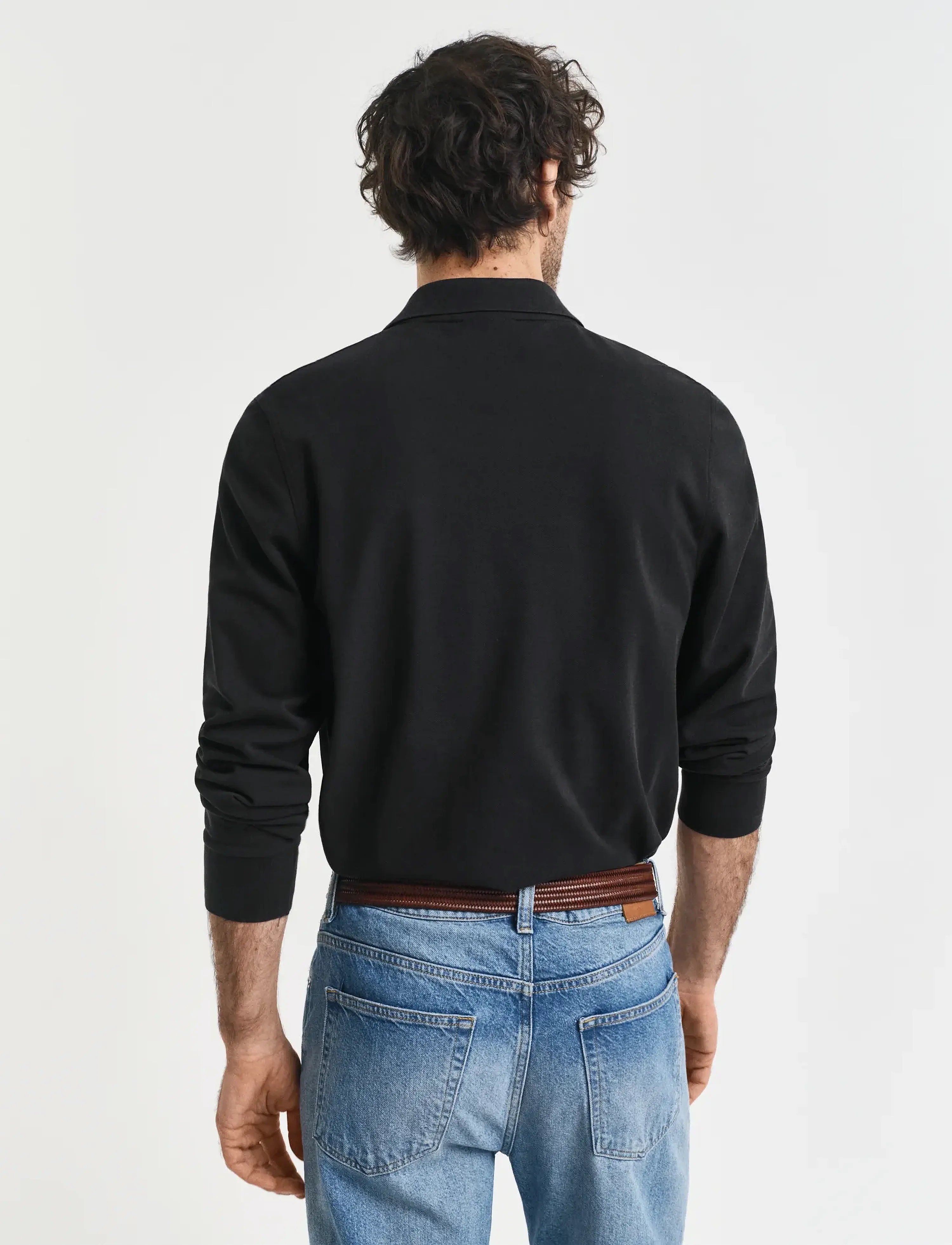 Gant - Long Sleeve Polo Shirt - long-sleeved polos - black - 3