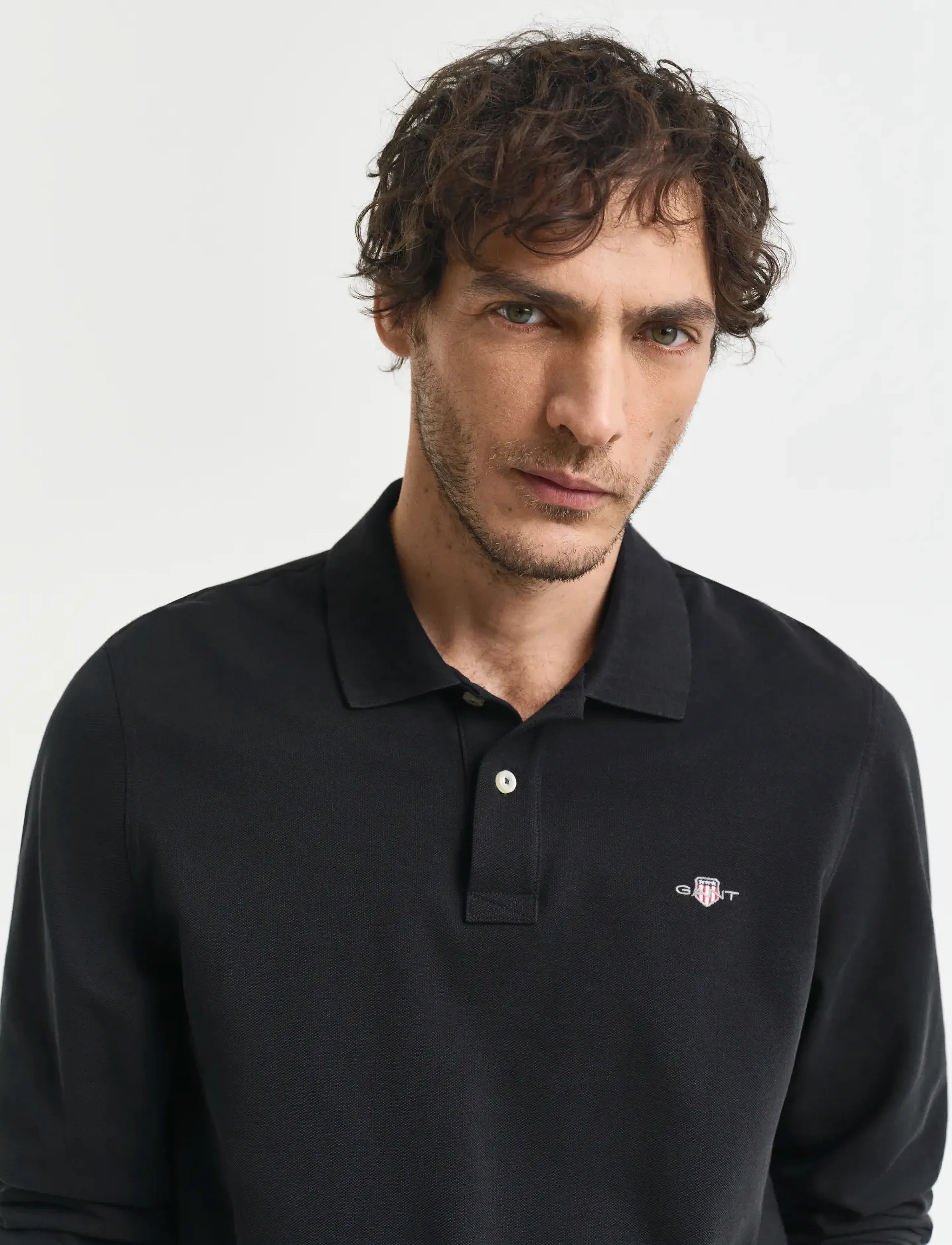 Gant - Long Sleeve Polo Shirt - long-sleeved polos - black - 4