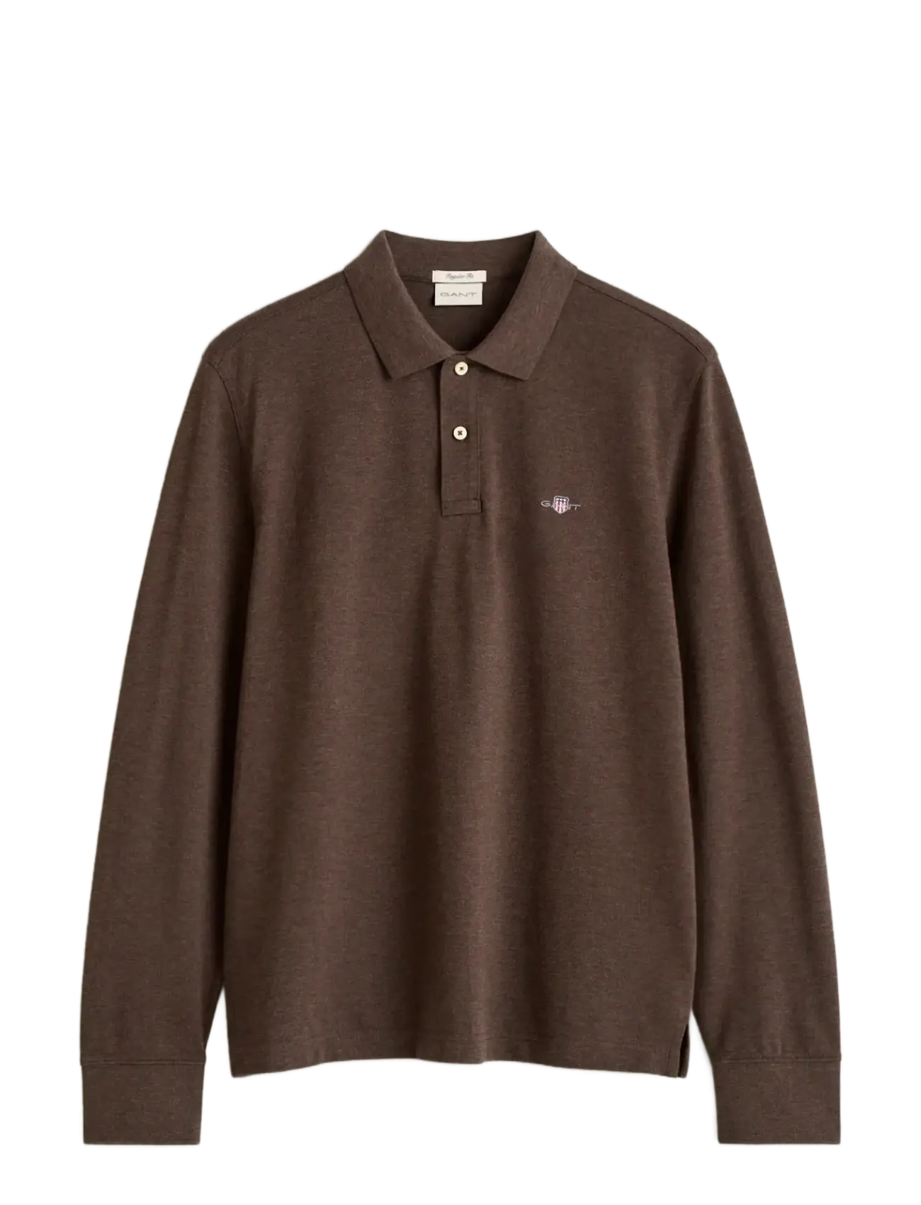 Gant Long Sleeve Polo Shirt - Gant - BLACK BROWN MELANGE / brown
