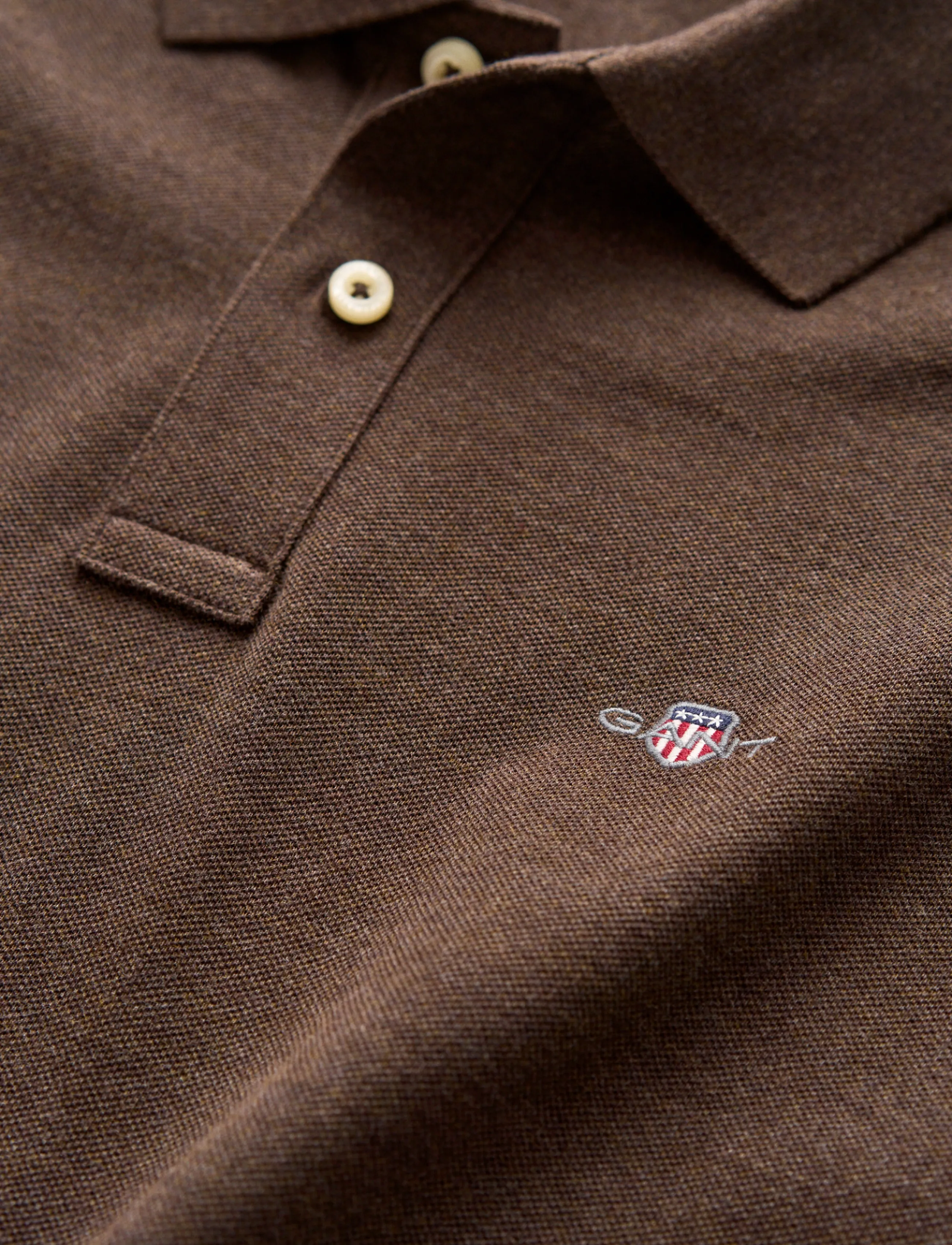 Gant - Long Sleeve Polo Shirt - pikkade varrukatega polod - black brown melange - 1