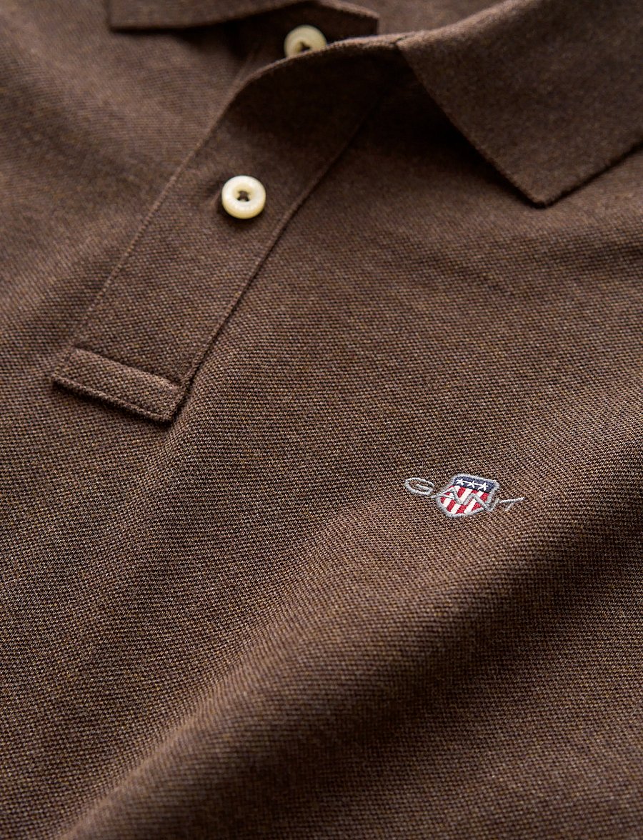 Gant - Long Sleeve Polo Shirt - pikkade varrukatega polod - black brown melange - 1