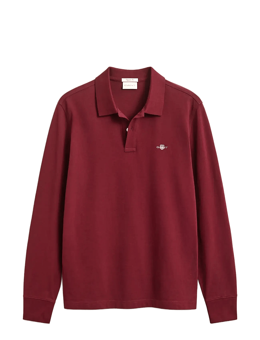 Gant - Long Sleeve Polo Shirt - pikkade varrukatega polod - deep grape wine - 1