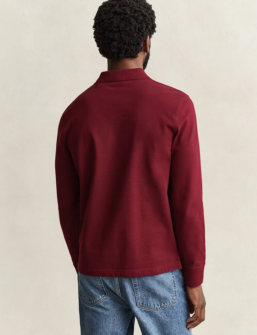 Gant - Long Sleeve Polo Shirt - pikkade varrukatega polod - deep grape wine - 2