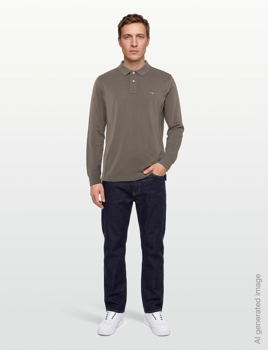 Gant - Long Sleeve Polo Shirt - langärmelig - faded taupe - 0