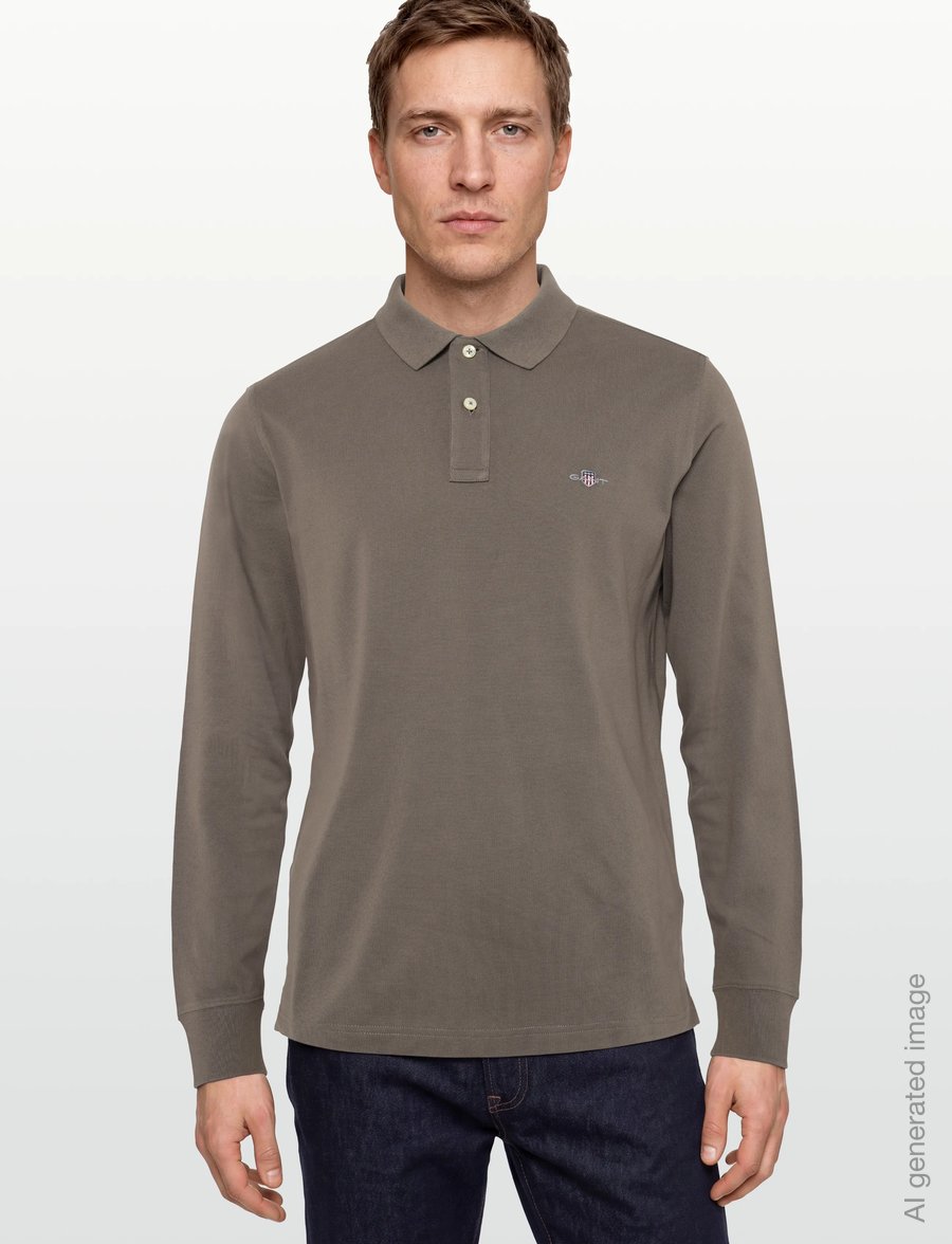 Gant - Long Sleeve Polo Shirt - langärmelig - faded taupe - 3