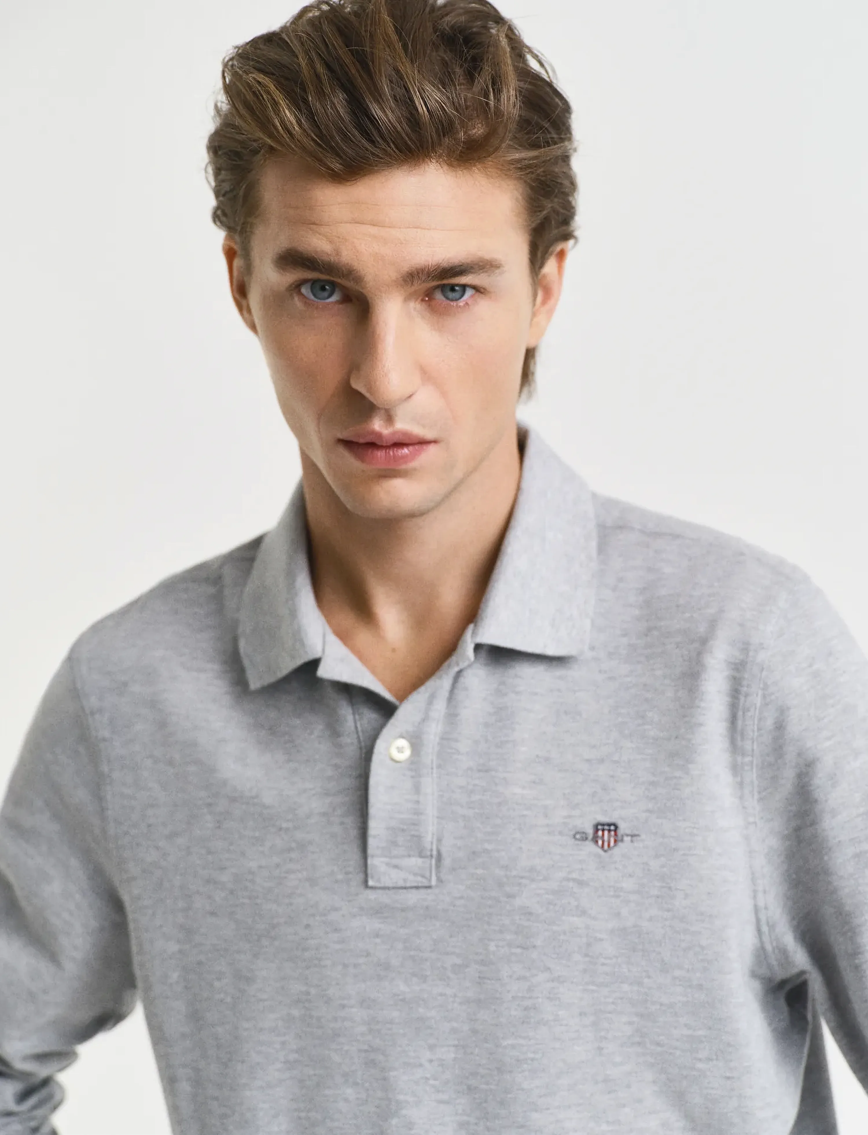 Gant - Long Sleeve Polo Shirt - lange mouwen - grey melange - 4