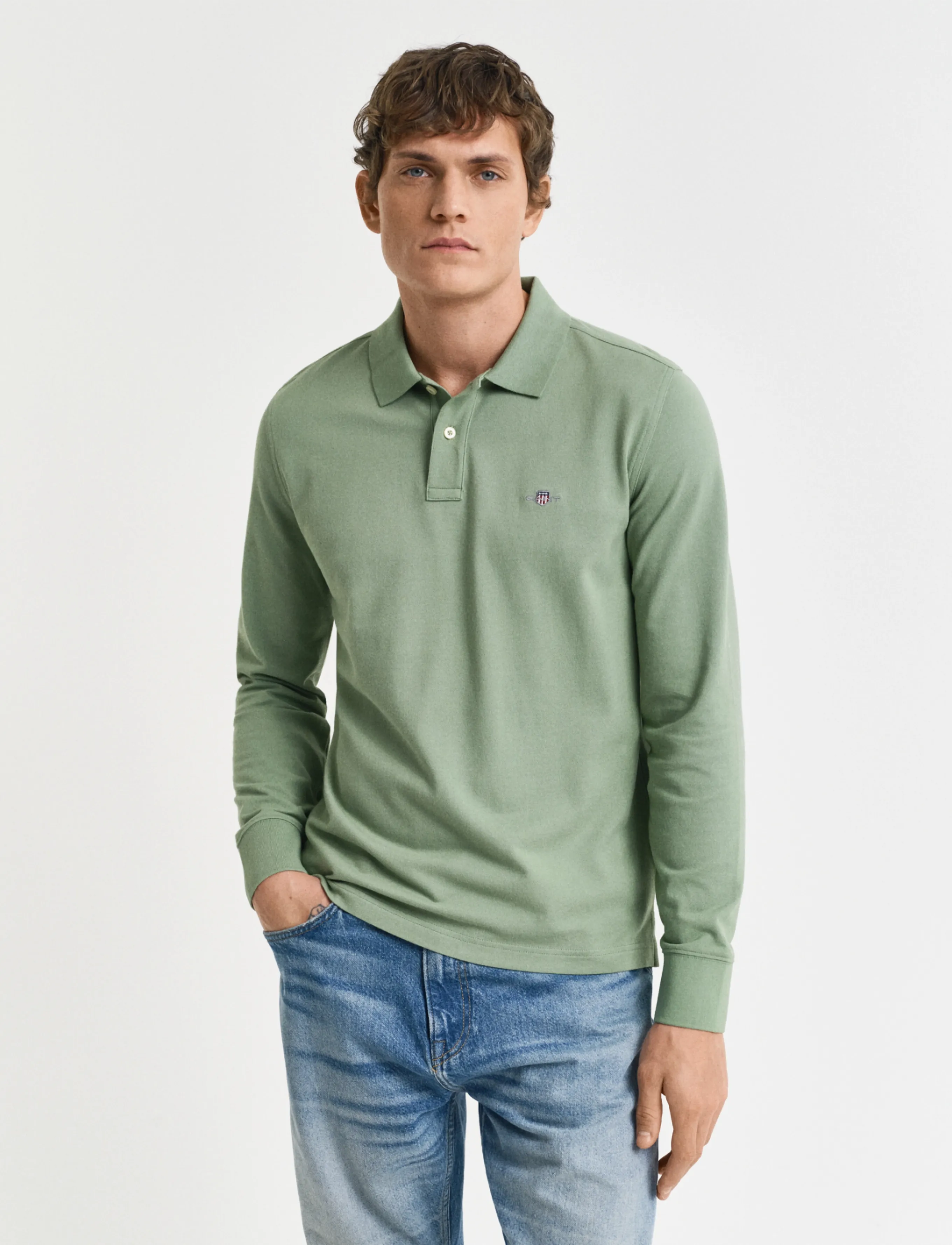 Gant - Long Sleeve Polo Shirt - langermede - kalamata green - 0