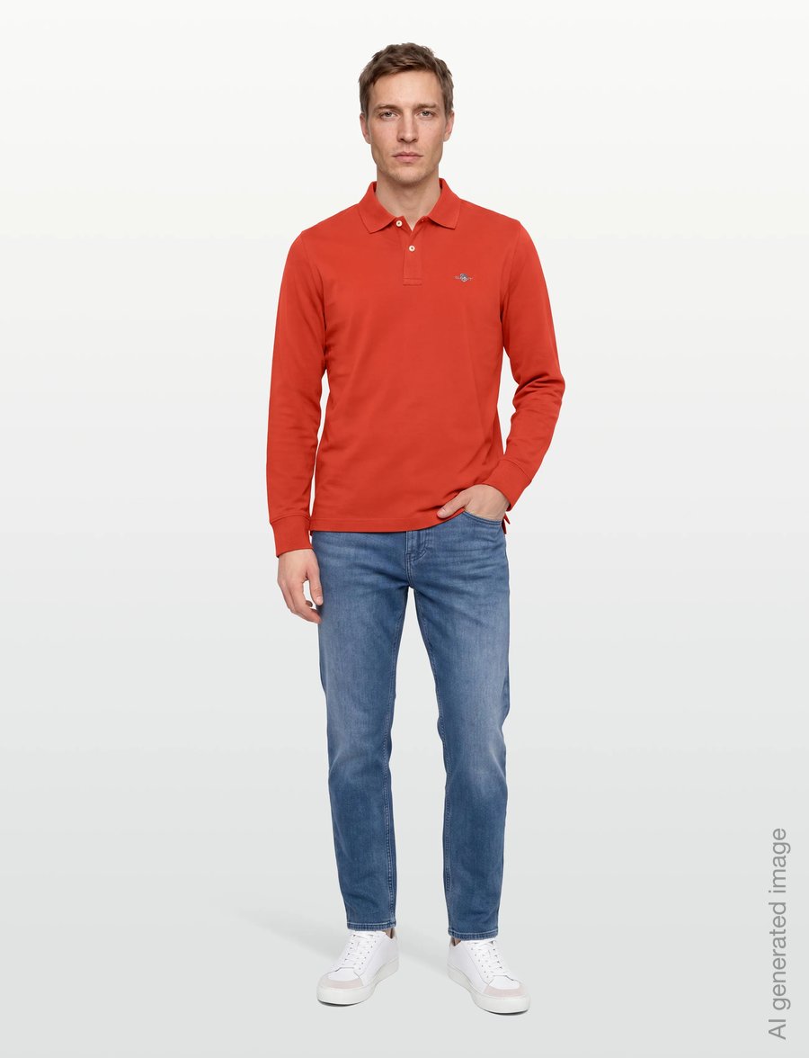 Gant - Long Sleeve Polo Shirt - long-sleeved polos - maple fire - 0