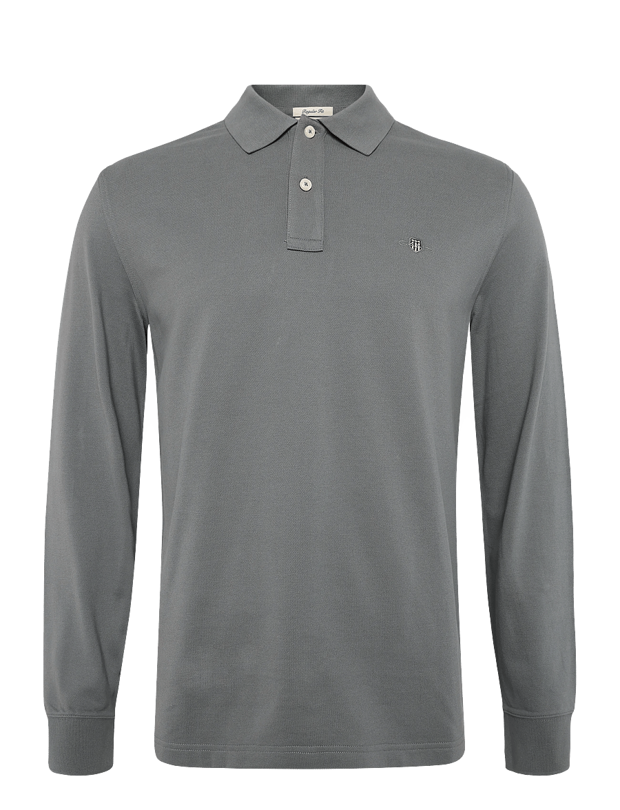 Gant - Long Sleeve Polo Shirt - langärmelig - mid grey - 1