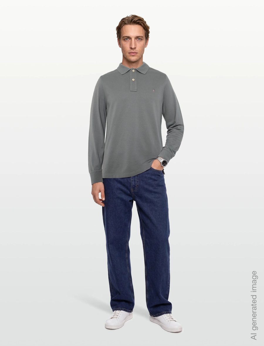Gant - Long Sleeve Polo Shirt - langärmelig - mid grey - 0