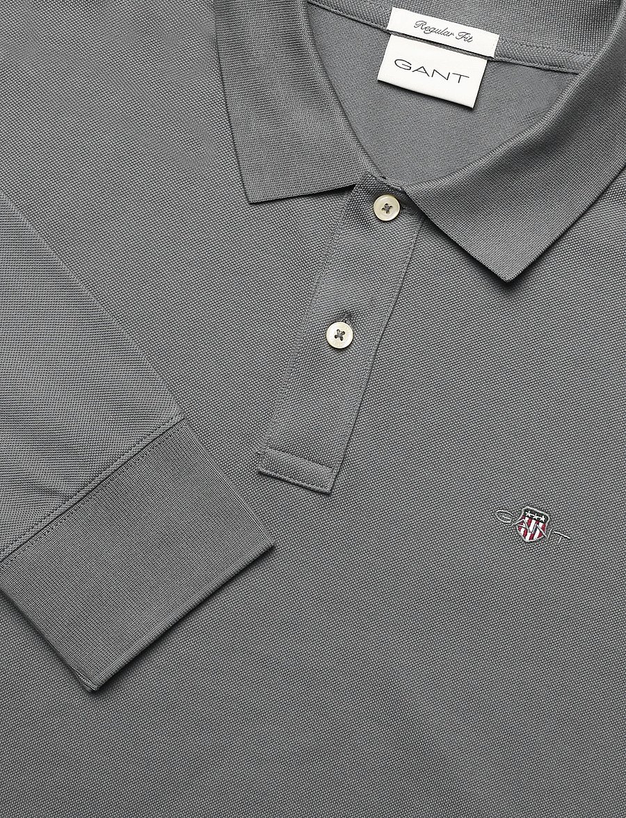 Gant - Long Sleeve Polo Shirt - langärmelig - mid grey - 5