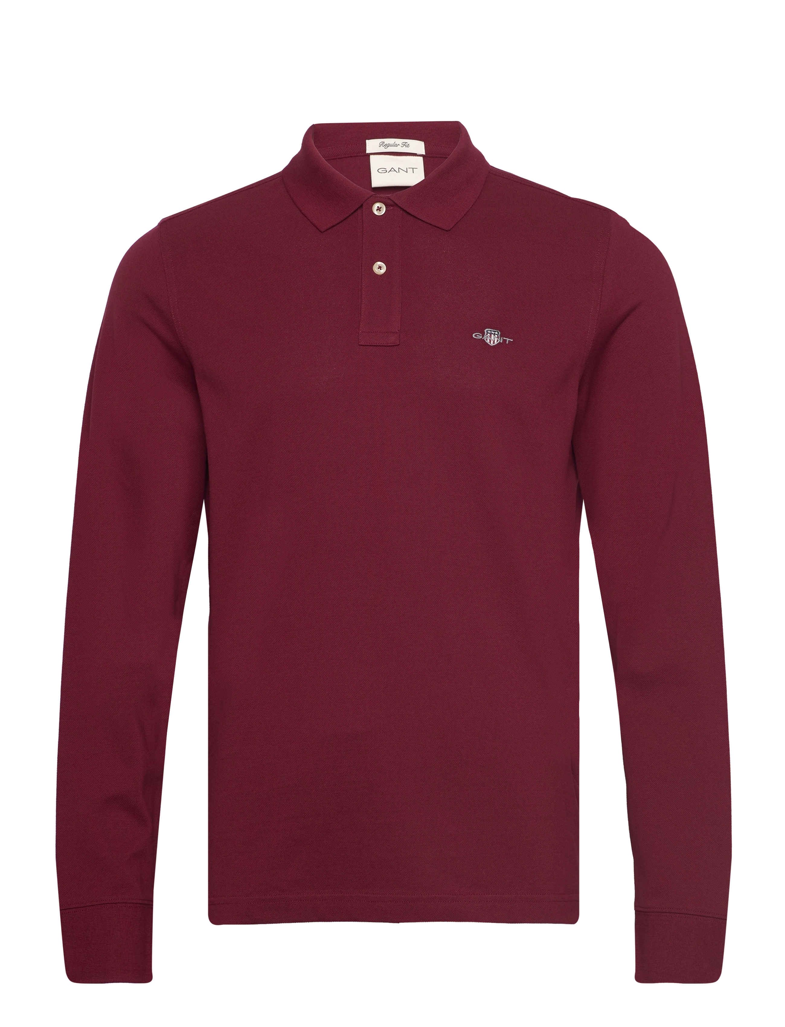 Gant Long Sleeve Polo Shirt - Gant - PLUMPED RED / burgundy