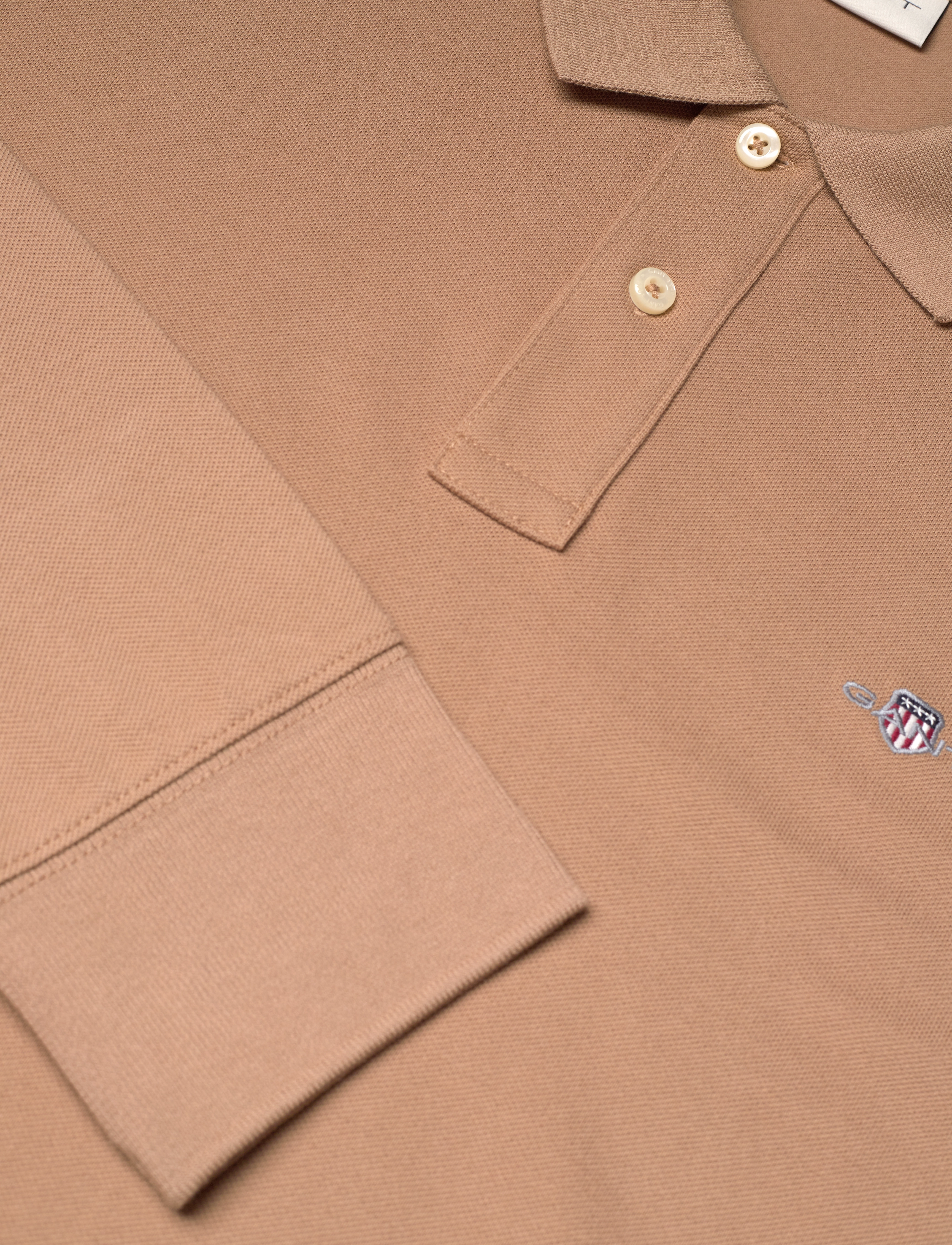 Gant - Long Sleeve Polo Shirt - langærmede poloer - warm khaki - 2